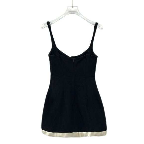 Miu Miu Black Wool Blend Dress With Gold Button Accents & Satin Hem Detail - Picture 8 of 8